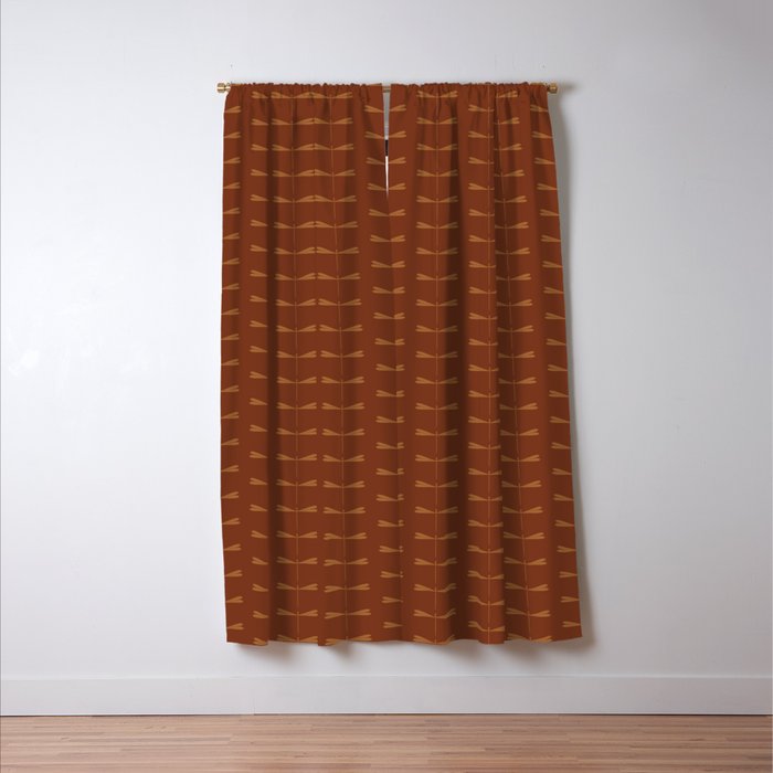 Dragonfly Pattern IV Brick Red Window Curtain Gallery Image 3