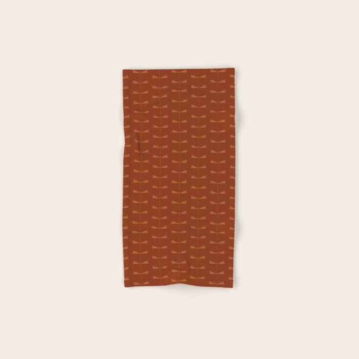 Dragonfly Pattern IV Brick Red Bath Towel Gallery Image 1