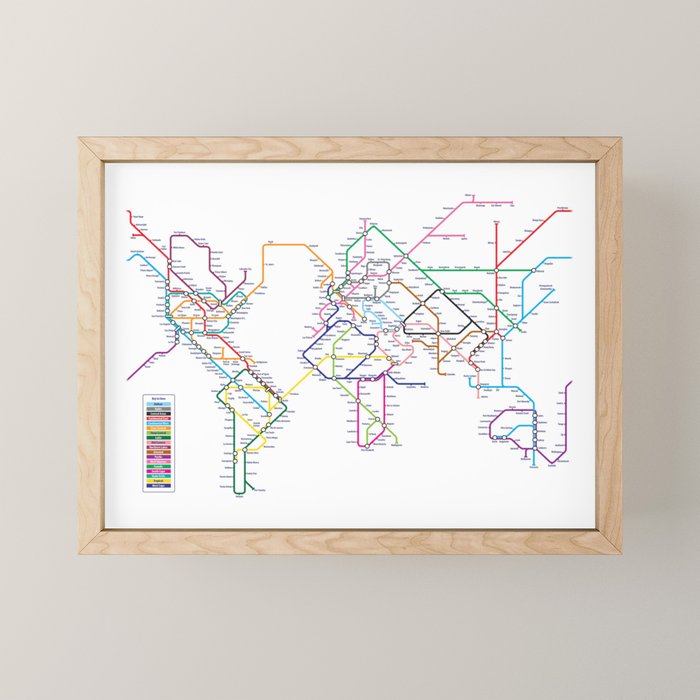 World Metro Subway Map Mini Art Print Gallery Image 1