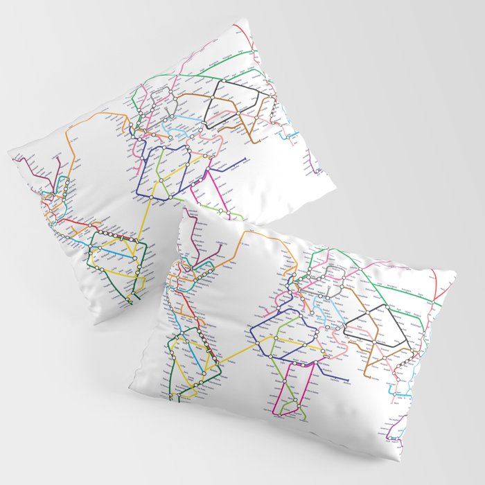 World Metro Subway Map Pillow Sham Gallery Image 3