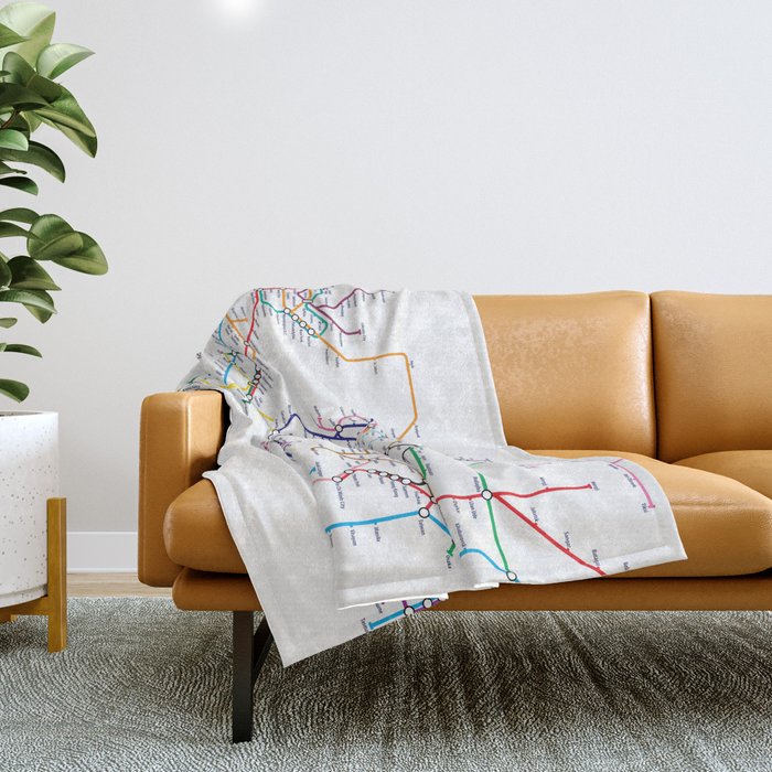 World Metro Subway Map Throw Blanket Gallery Image 1
