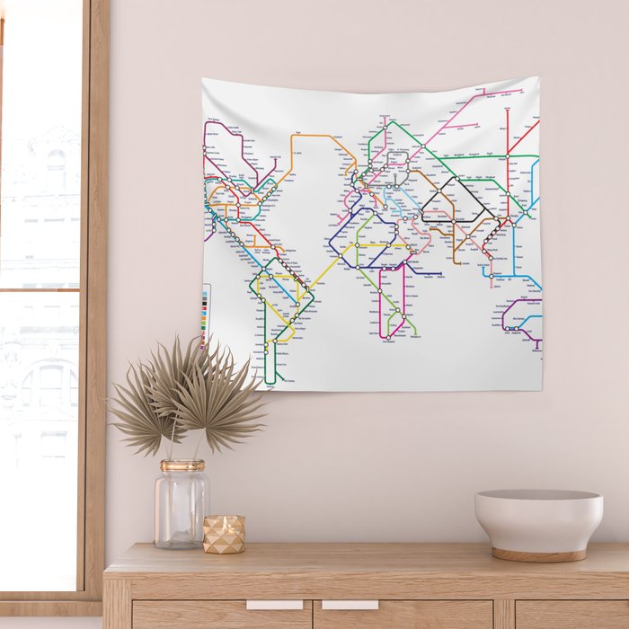 World Metro Subway Map Wall Tapestry Gallery Image 2