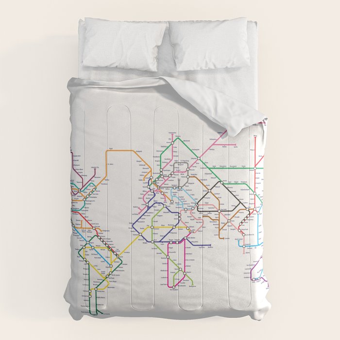 World Metro Subway Map Comforter Gallery Image 1