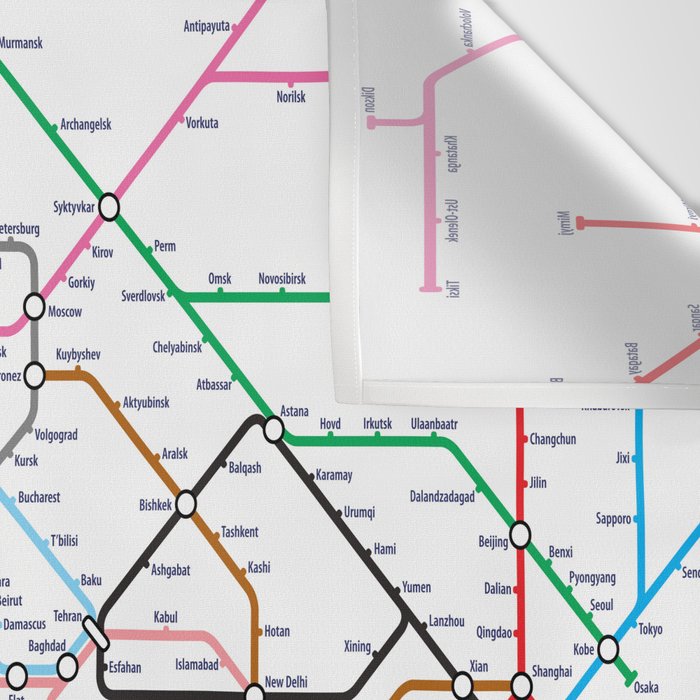 World Metro Subway Map Wall Tapestry Gallery Image 3