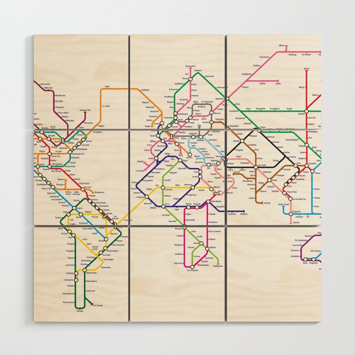 World Metro Subway Map Wood Wall Art Gallery Image 1