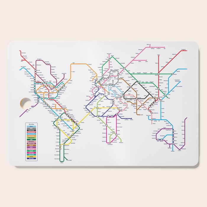 World Metro Subway Map Cutting Board Gallery Image 1