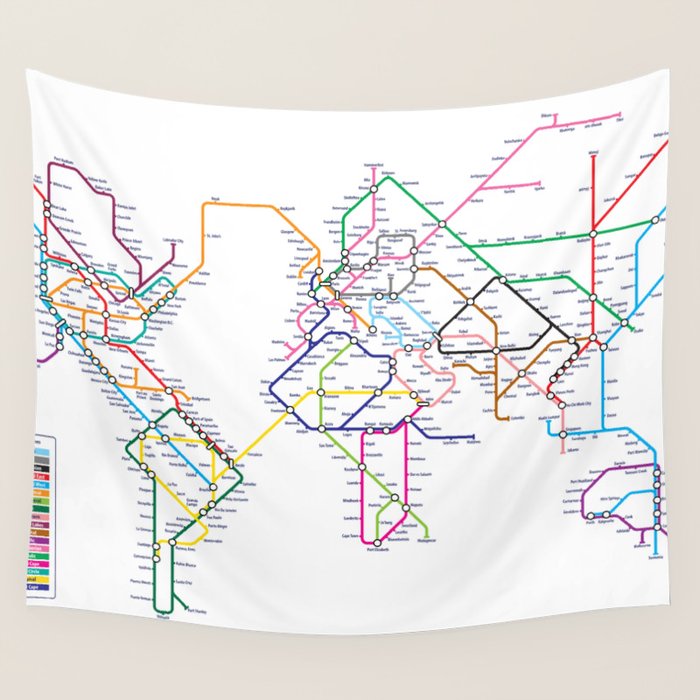 World Metro Subway Map Wall Tapestry Gallery Image 4