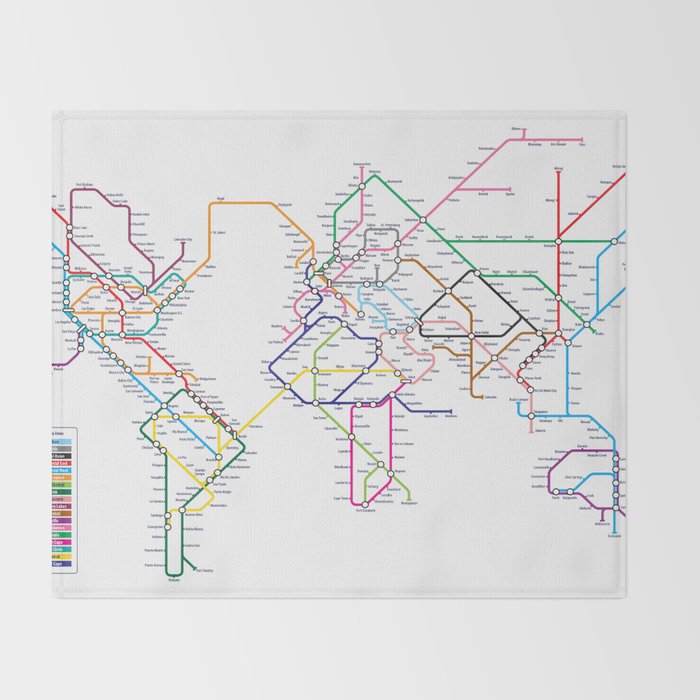 World Metro Subway Map Throw Blanket Gallery Image 2