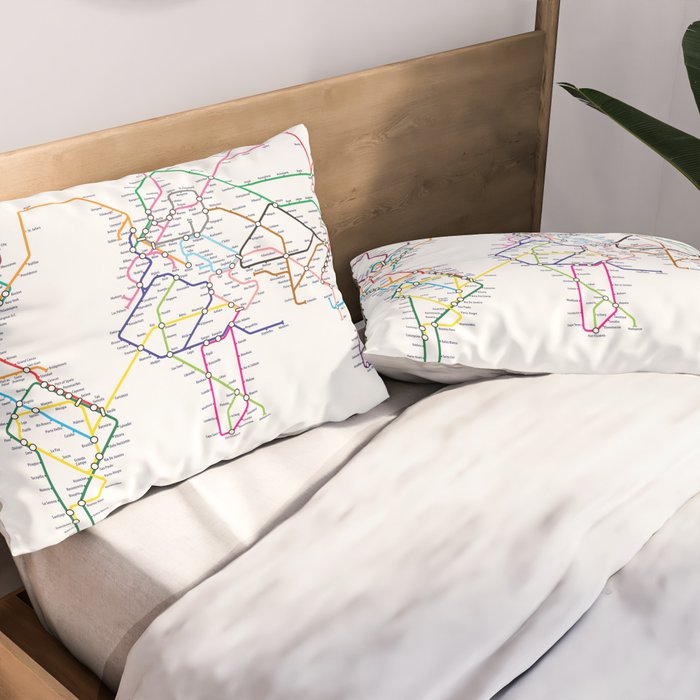 World Metro Subway Map Pillow Sham Gallery Image 2