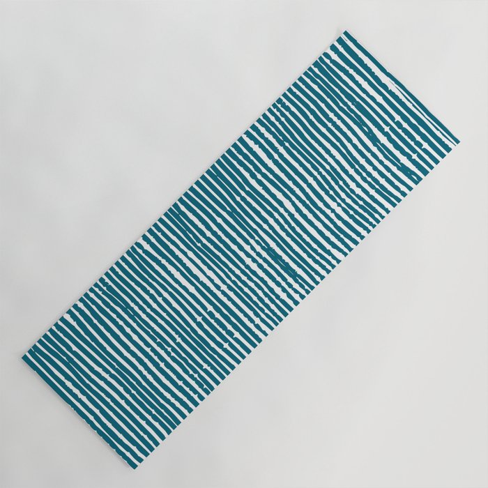 Teal Striped Abstract Pattern Yoga Mat Gallery Image 1