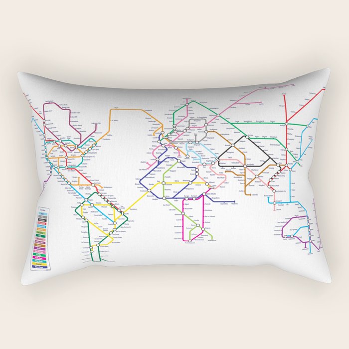 World Metro Subway Map Rectangular Pillow Gallery Image 1