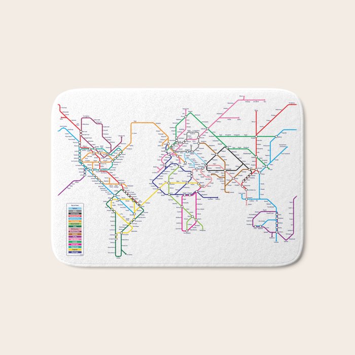 World Metro Subway Map Bath Mat Gallery Image 1