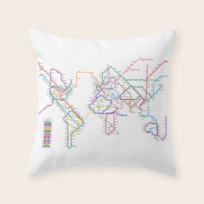 World Metro Subway Map Throw Pillow Gallery Image 1