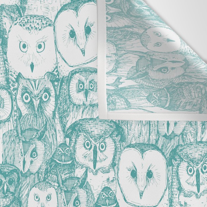 just owls teal blue Wall Tapestry Gallery Image 3
