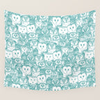 just owls teal blue Wall Tapestry Gallery Image 4