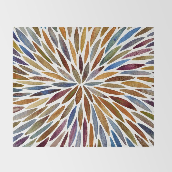 Watercolor Burst - Retro Palette Throw Blanket Gallery Image 2