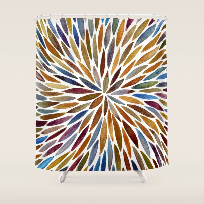 Watercolor Burst - Retro Palette Shower Curtain Gallery Image 1