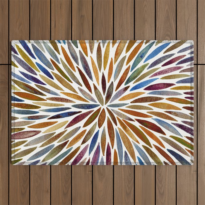 Watercolor Burst - Retro Palette Outdoor Rug Gallery Image 1