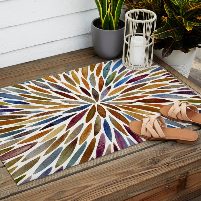 Watercolor Burst - Retro Palette Outdoor Rug Gallery Image 2