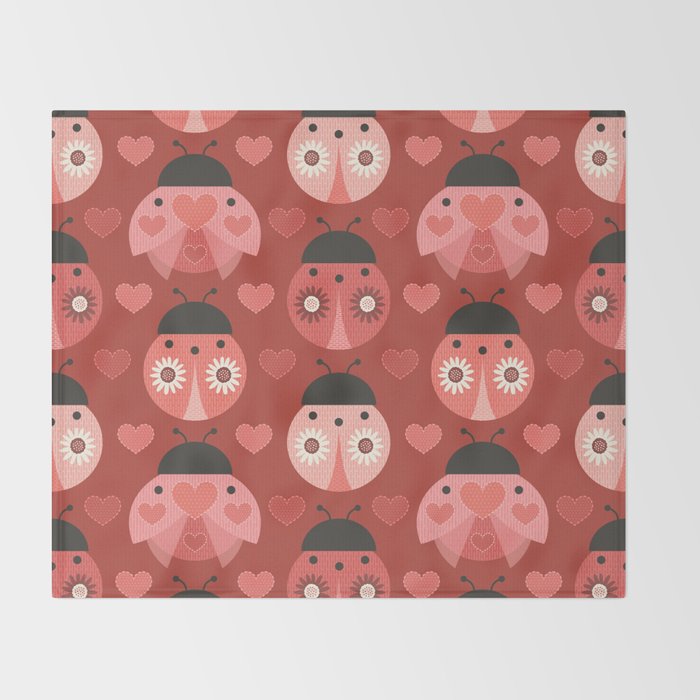 Love Bug Ladybugs - Valentines Day Colors Throw Blanket Gallery Image 2