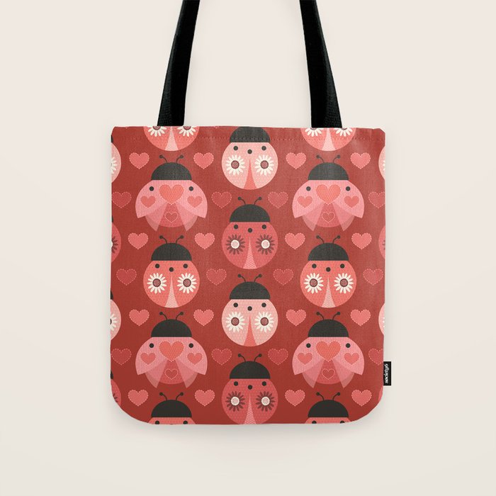 Love Bug Ladybugs - Valentines Day Colors Tote Bag Gallery Image 1