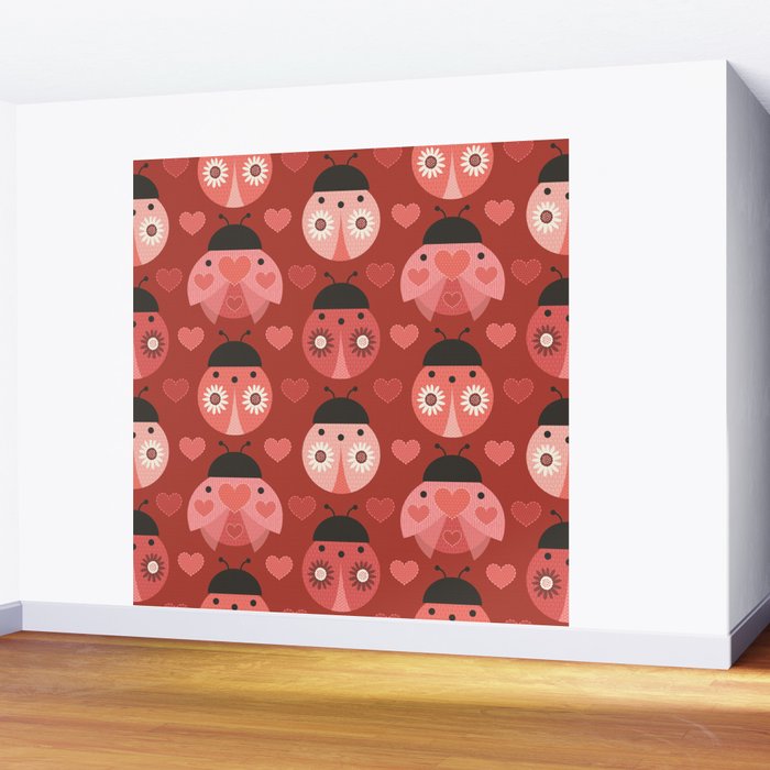 Love Bug Ladybugs - Valentines Day Colors Wall Mural Gallery Image 2