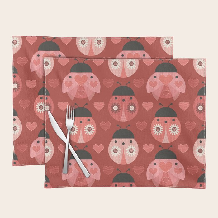 Love Bug Ladybugs - Valentines Day Colors Placemat Gallery Image 1
