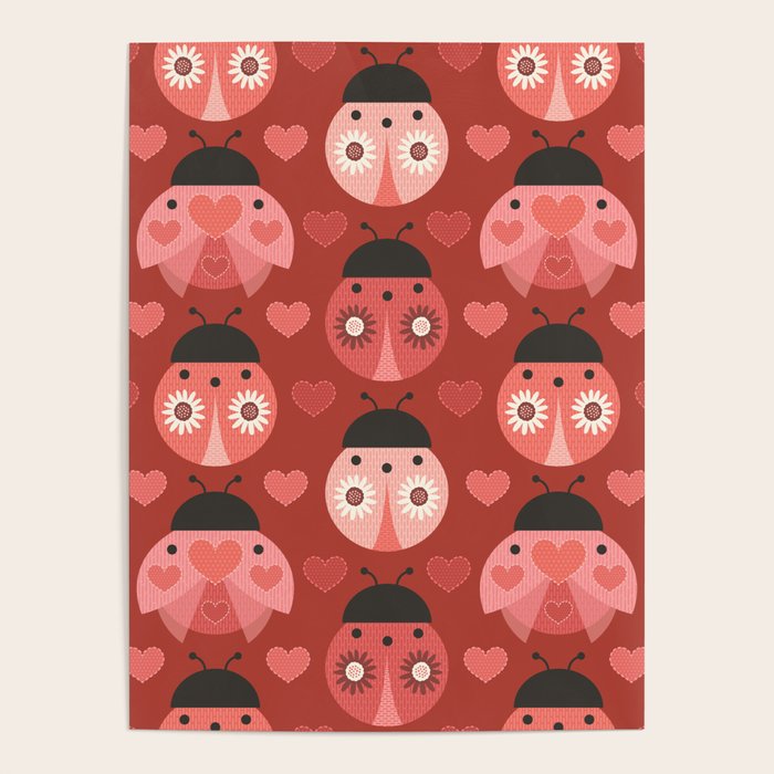 Love Bug Ladybugs - Valentines Day Colors Poster Gallery Image 1