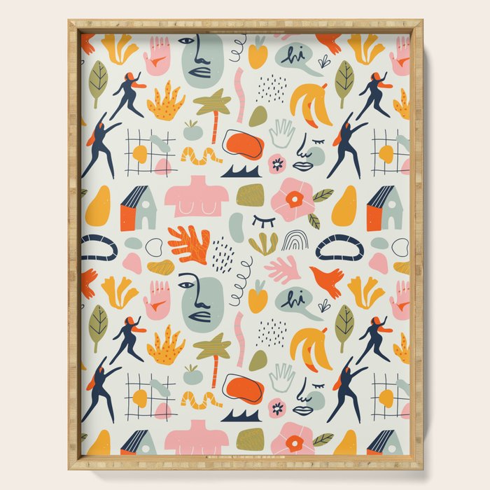 Abstract organic summer nature art pattern Serving Tray Gallery Image 1