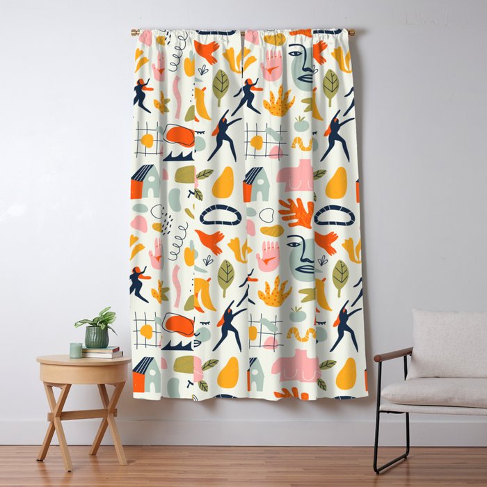 Abstract organic summer nature art pattern Window Curtain Gallery Image 5