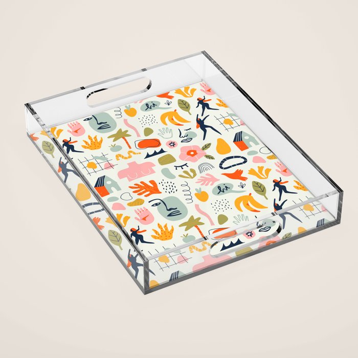 Abstract organic summer nature art pattern Acrylic Tray Gallery Image 1