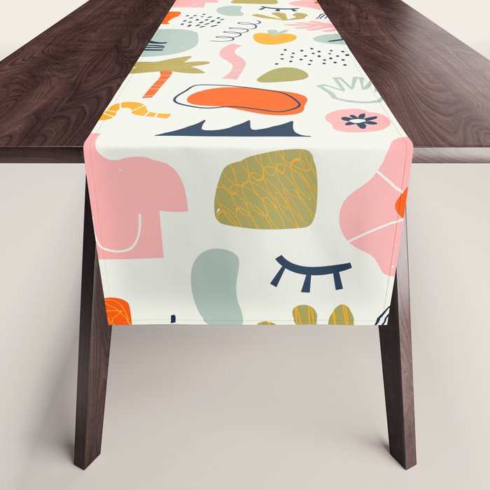 Abstract organic summer nature art pattern Table Runner Gallery Image 1