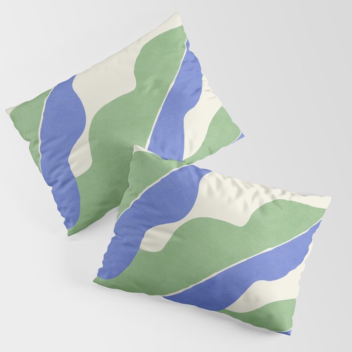 Color Block Abstract Leaf - Blue Green Pillow Sham Gallery Image 3