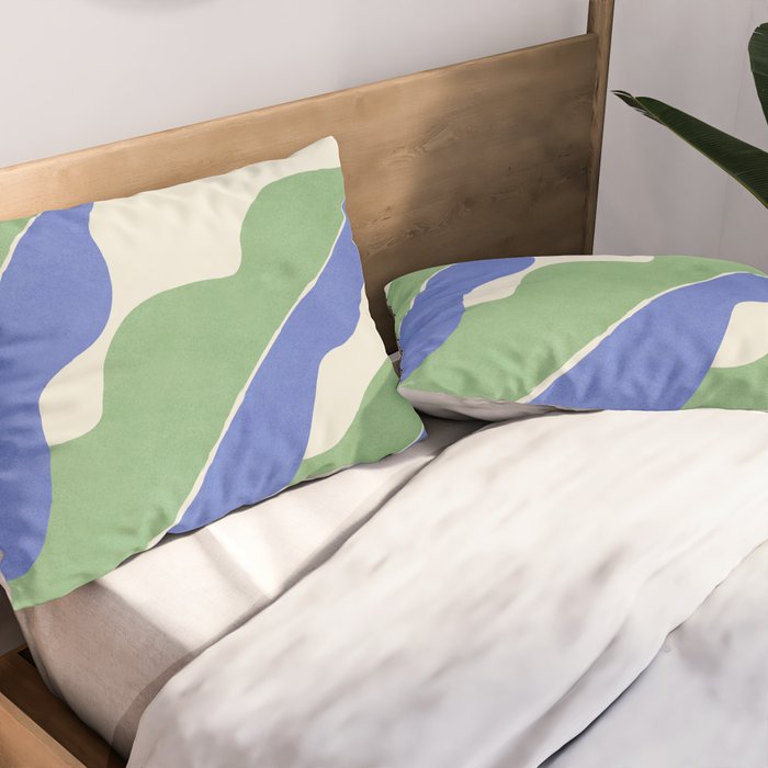 Color Block Abstract Leaf - Blue Green Pillow Sham Gallery Image 2