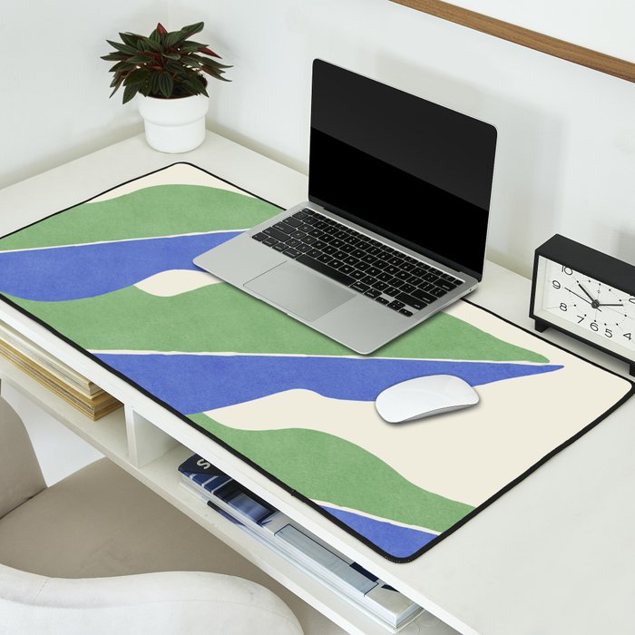 Color Block Abstract Leaf - Blue Green Desk Mat Gallery Image 2