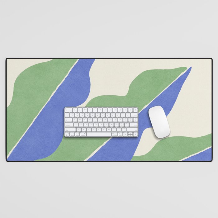 Color Block Abstract Leaf - Blue Green Desk Mat Gallery Image 1