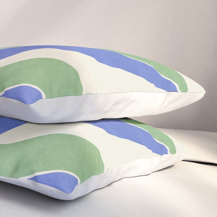 Color Block Abstract Leaf - Blue Green Pillow Sham Gallery Image 3