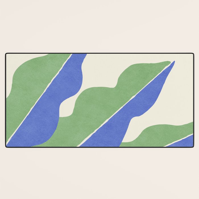 Color Block Abstract Leaf - Blue Green Desk Mat Gallery Image 3