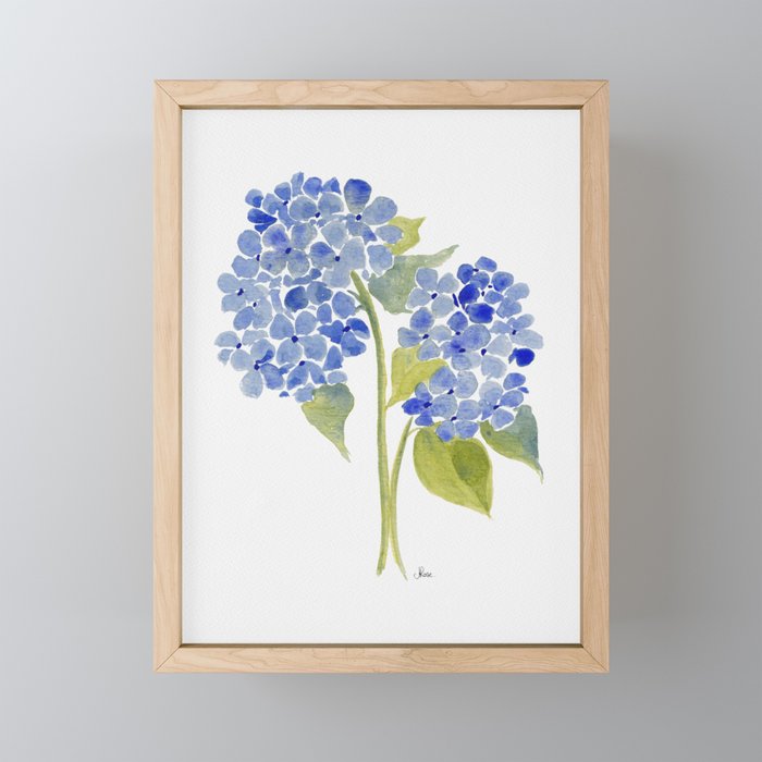 Blue Gouache Hydrangea Mini Art Print Gallery Image 1