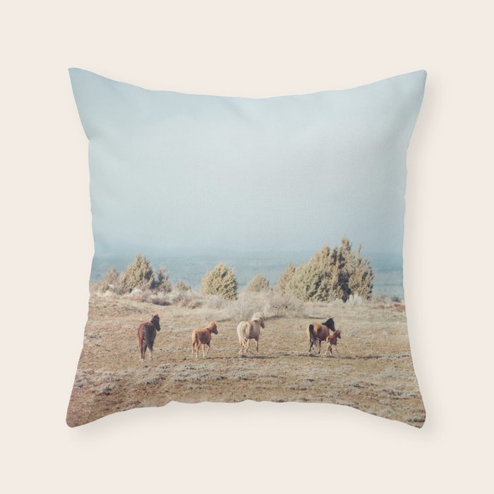 Oregon Wilderness Horses Throw Pillow Gallery Image 1
