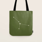 Cancer Zodiac Star Constellation Line Art Olive Green Tote Bag Gallery Image 1