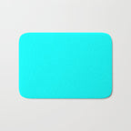 AQUA CYAN Solid Color Plain Neon Blue Shade  Bath Mat Gallery Image 1
