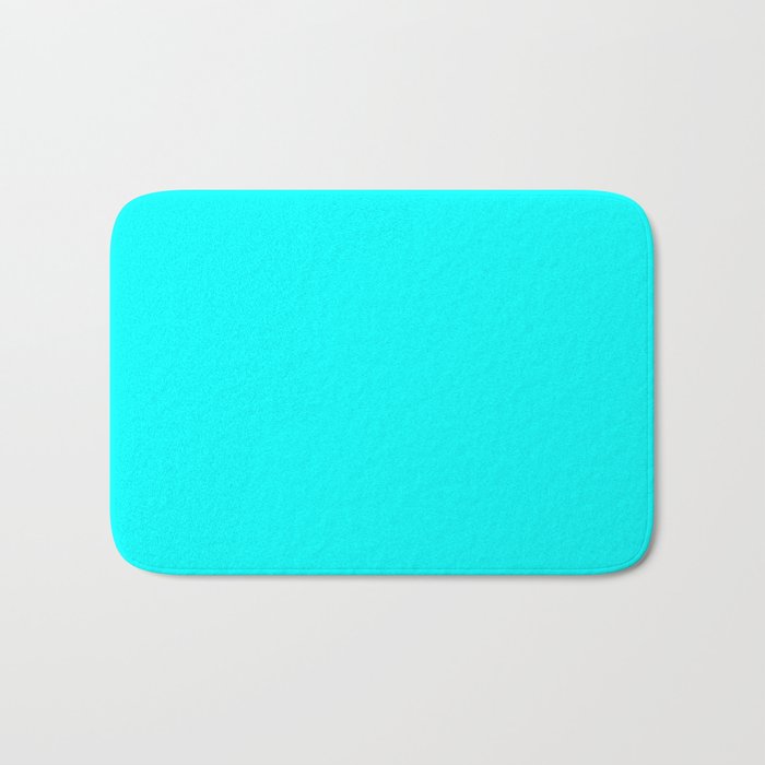 AQUA CYAN Solid Color Plain Neon Blue Shade  Bath Mat Gallery Image 1