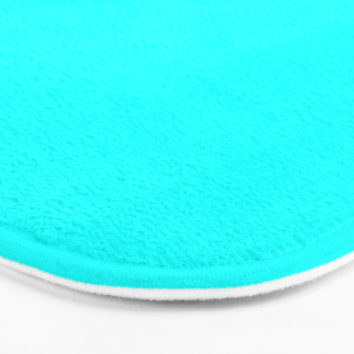 AQUA CYAN Solid Color Plain Neon Blue Shade  Bath Mat Gallery Image 3