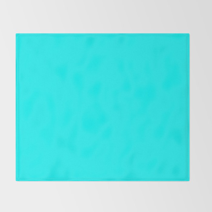 AQUA CYAN Solid Color Plain Neon Blue Shade  Throw Blanket Gallery Image 2
