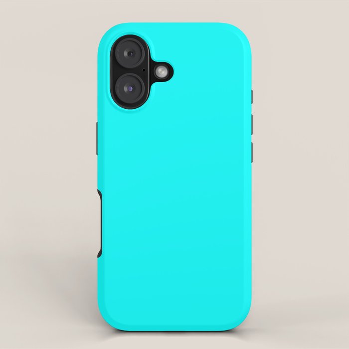 AQUA CYAN Solid Color Plain Neon Blue Shade  iPhone Case