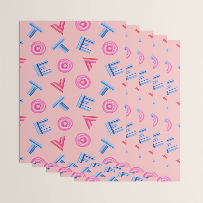 Cast Your Vote | Hand-Lettered Pattern in Peach Wrapping Paper Gallery Image 3