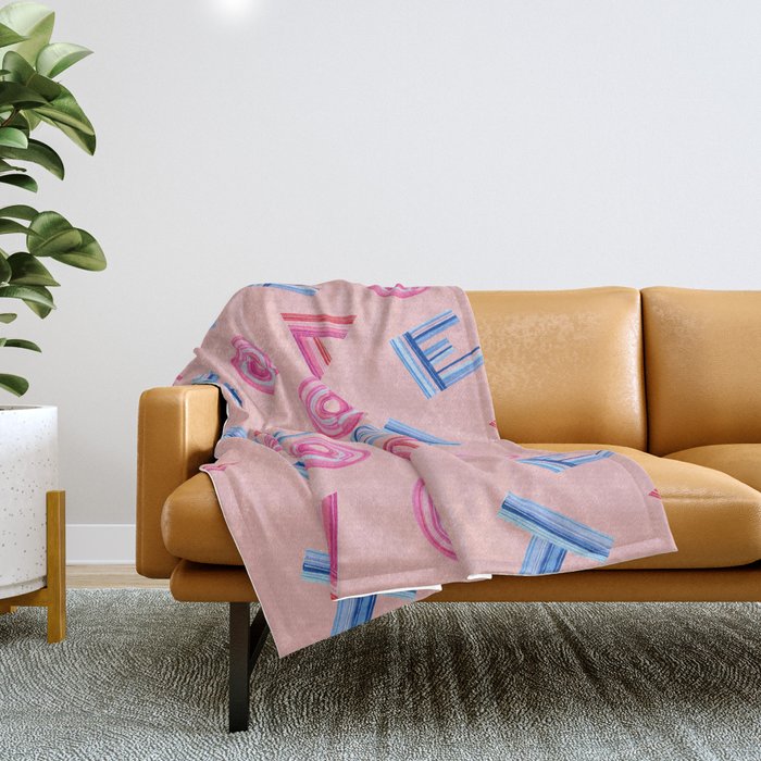 Cast Your Vote | Hand-Lettered Pattern in Peach Throw Blanket Gallery Image 1