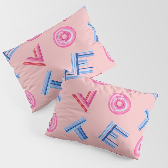 Cast Your Vote | Hand-Lettered Pattern in Peach Pillow Sham Gallery Image 3