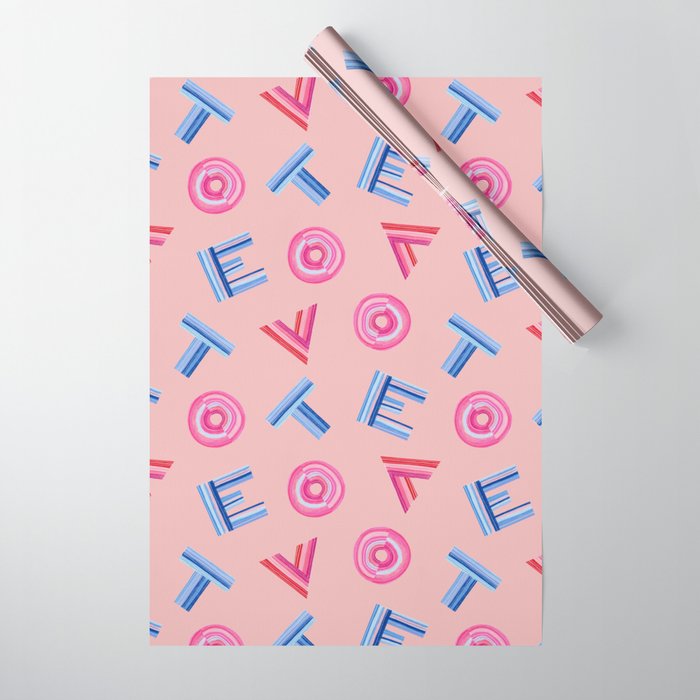 Cast Your Vote | Hand-Lettered Pattern in Peach Wrapping Paper Gallery Image 1